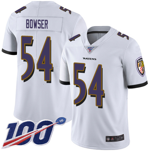 Baltimore Ravens Limited White Men Tyus Bowser Road Jersey NFL Football #54 100th Season Vapor Untouchable->women nfl jersey->Women Jersey